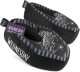 Wednesday Slippers for Girls Teens, 3D Plush House Slippers Non Slip Sole, Slip On Coffin House Shoes, Gothic Gifts for Girls