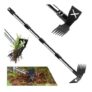Weed Puller Tool with Long Handle, 2-in-1 Rake and Hoe