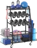 Weight Rack for Dumbbells – Widened Home Gym Storage Rack – Dumbbell Rack with 4 Flexible Wheels and Unique Storage on Both Sides