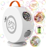 Weilim LED Bubble Machine for Kids – 360 Light Up Rechargeable Blower Light-up LED bubble blower for toddlers 3 glowing bubbles at dusk 4000 bubbles/min 5- hour USB-C rechargeable