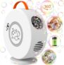 Weilim LED Bubble Machine for Kids – 360 Light Up Rechargeable Blower Light-up LED bubble blower for toddlers 3 glowing bubbles at dusk 4000 bubbles/min 5- hour USB-C rechargeable