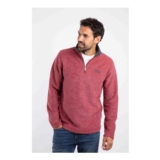 Weird Fish Newark 1/4 Zip Grid Fleece – Crimson