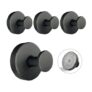 Welsa Matte Black Suction Cup Hooks, 4-Pack