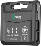 Wera 05057762001 BTH PZ2 Bi Torsion Long Life Timber Pozi Bit-Box for Drill/Drivers, 2 x 25 mm, 20-Piece