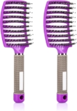 Wet Brush, 2PCS Hair Brush for women Anti Tangle Detangle, Wet & Dry Spiral Hairbrush for Women Glide Through Tangles (purple)