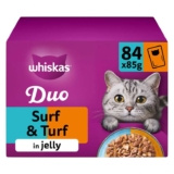 Whiskas 1 Adult Tasty Duo in Jelly, 84 Pouches, Adult Wet Cat Food, Surf and Turf, Megapack (84 x 85g)