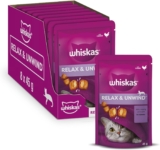 Whiskas Relax and Unwind – Cat Treats – Small Bite Size Snacks with Chicken Filling – 8 x 45 g