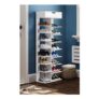 White 9/8-Tier Shelves Space-Saving Shoe Rack with Drawer