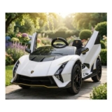 White Alivio Remote-Control Lamborghini Kids Ride-on Car 12V