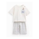 White & Blue Peter Rabbit Tee & Trousers Set