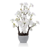 White Cherry Blossom Bonsai Pot Faux Plant Office Decor