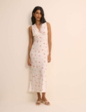 White Cherry Print Ria Midi Dress