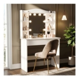 White Dressing Table with Mirror and LED Lights