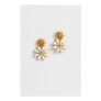 White Enamel Double Flower Studs Gold Plated