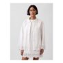 White Eyelet Hem Relaxed Shirt Jacket
