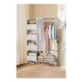 White Freestanding Portable Metal Clothes Closet with Storage Basket