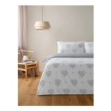 White & Grey Ditsy Filled Heart Cotton Reversible King Duvet Set
