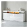 White High-Gloss TV Unit 160cm, LED, 2 Doors, 3 Drawers