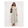 White Jacquard Striped Midi Dress