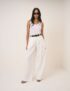 White Pleated Womens Wide Leg Trousers – 15% off w/Code