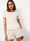 White Pointelle Shortie Pyjamas Sizes XS – XL Free C&C