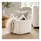 White Rope Weave Storage Basket 28cm X 21cm