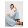 White Scarf Neck T-Shirt