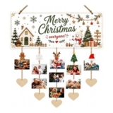 White Wooden Hanging Photo Display with 30 Clips