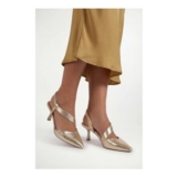 Wide Fit Evelyn Asymmetric Slingback Kitten Heel Comfort Sock Court Shoes