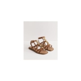 Wide Fit Faux Leather Tan Flat Gladiator Sandals