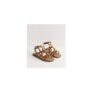 Wide Fit Faux Leather Tan Flat Gladiator Sandals