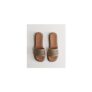 Wide Fit Gold Faux Leather Woven Strap Mule Sandals
