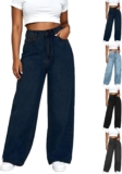 Wide Leg Jeans For Women Uk Pull On Denim Trousers Vintage Baggy Jeans
