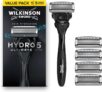 Wilkinson Sword Hydro 5 Ultimate Razors for Men, Value Pack, Hyaluronic Acid, Carbon Coated Blades, Mens Shaver Razor Handle Plus 5 Blade Refills