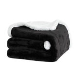 Winthome Double-Layer Sherpa Throw Blanket, Ultra Soft, 130x170cm, Black