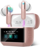 Wireless Earbuds, 2026 Bluetooth 5.4 Headphones In Ear with ANC/ENC Noise Cancelling Mic, HiFi Stereo Bluetooth Ear buds with Multifunctional Touchscreen, 5 EQ Modes Bluetooth Earphones, Rose Gold