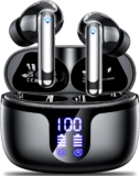 Wireless Earbuds Bluetooth 5.4 Headphones in Ear with 4 ENC Noise Cancelling Mic 2026 New Ear buds 42h Playtime HiFi Stereo Deep Bass Earphones IP6 Waterproof LED Display Bluetooth Earbuds USB-C Black