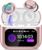Wireless Sleep Earbuds with Smart Touch Screen, Bluetooth 5.4 Headphones In Ear with ENC Noise Cancelling Mic, 48H Sleep Headphones with 5 EQ Modes, HiFi Stereo IP7 Waterproof Mini Ear Buds, Rose Gold