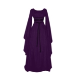 Witch Dress Halloween Costume for Plus-Size Women Skeleton Ghost Purple