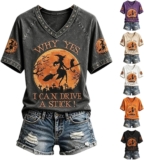 Witch Tshirts Women UK,Halloween Costumes for Women,Ladies V Neck T Shirt