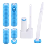 Wlich Disposable Toilet Brush Set with 48 Refills, Wall-Mount Holder