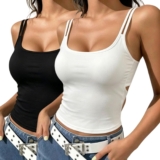 Women Camisole with Built in Bra Strappy Vest Tops Sleeveless Tanks