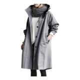 Women Mid-Length Hooded Waterproof Rain Trench Coat