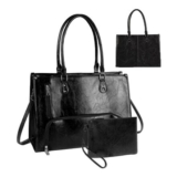Women PU Leather 15.6-Inch Laptop Tote with Insulated Lunch Pocket