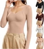 Women Tops with Built in Bras,Stretchy Slim Fit Thermal Base Layer Tops