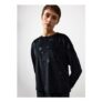 Womens Black Star Embossed Velour Co-Ord Pyjama Top Small & Medium