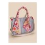 Womens Blue Stripe Charm Tote Bag