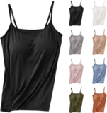 Womens Camisole with Built in Bra Padded Vest Tops Cami Tank Top