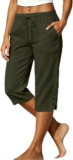 Womens Capri Pants Drawstring Elastic Waist Casual Trousers with Pockets