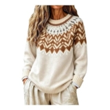 Womens Christmas Jumper with Fair Isle Pattern Crew Neck
